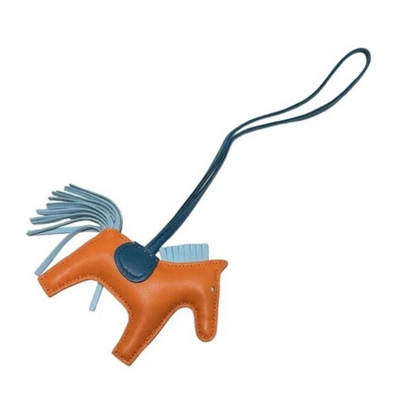 HERMES Rodeo Charm PM - Orange Light Blue Blue Green Agneau Milo None Bag Charm - Picture 2 of 4